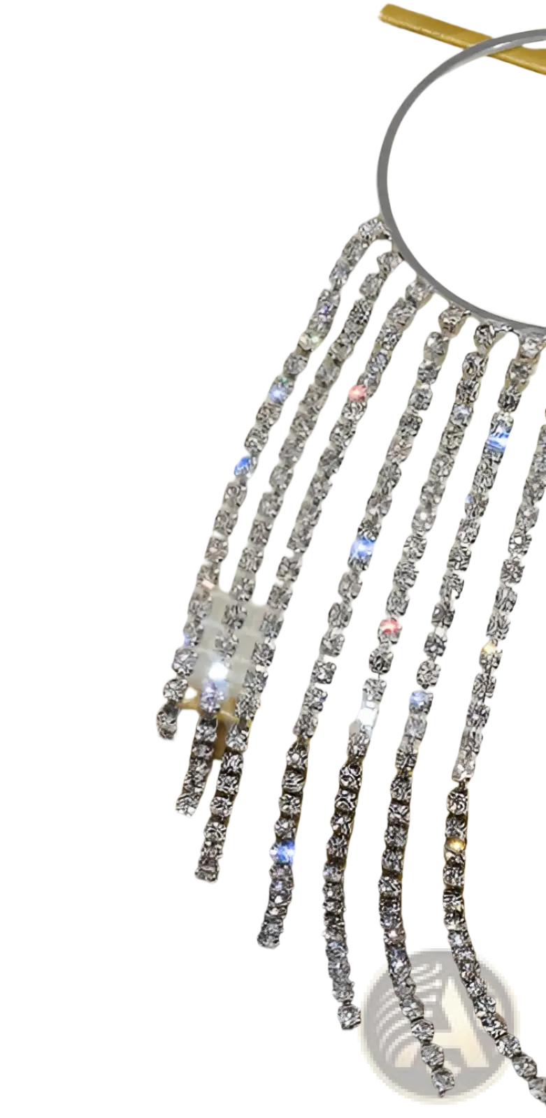 Crystal tassel 14k gold plated long drop earrings featuring silver rhinestone fringe with cascading sparkling crystals