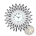 Crystal wall clock 38cm silver sunburst with black metallic frame and silver crystal accents for home decor