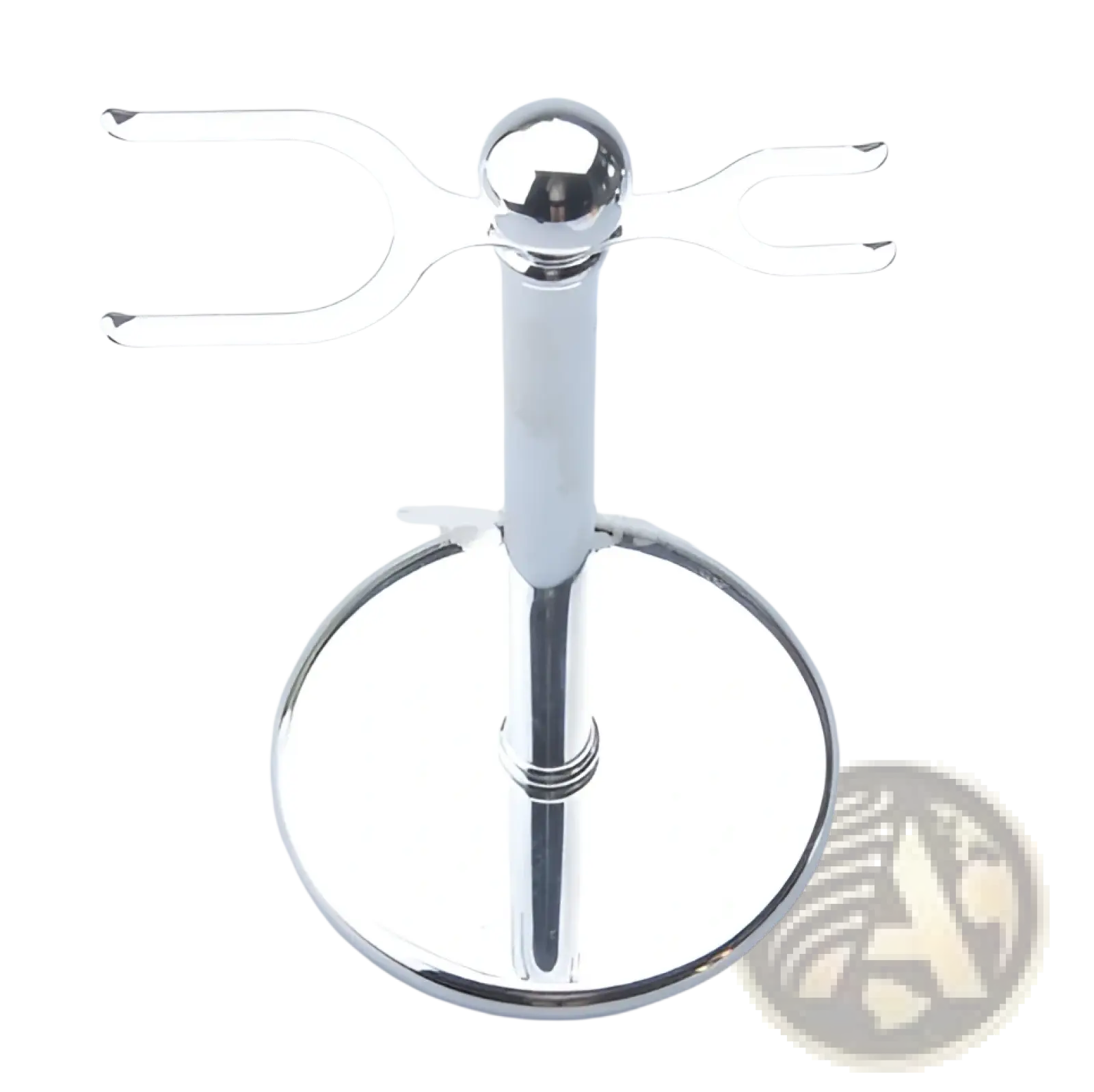 Shiny chrome-finished double razor stand with sleek modern design for csb double edge safety razor shaving set with blades