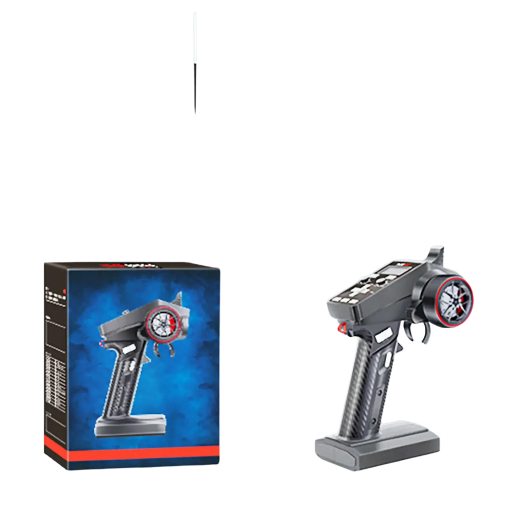 Ct-6a remote control for rc car boat with black and red design, textured grip, and circular dial for precise handling