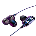 Black and iridescent cuffie cablate in-ear earphones with microphone and bass stereo feature and glossy finish