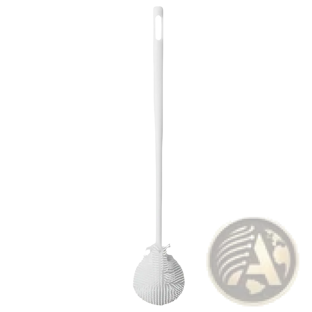 White plastic cup brush with long handle and densely packed bristles for glassware cleaning tool use