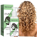 White pump bottle of Water Ice Levin curling cream with green label and black silhouette design curl enhancer