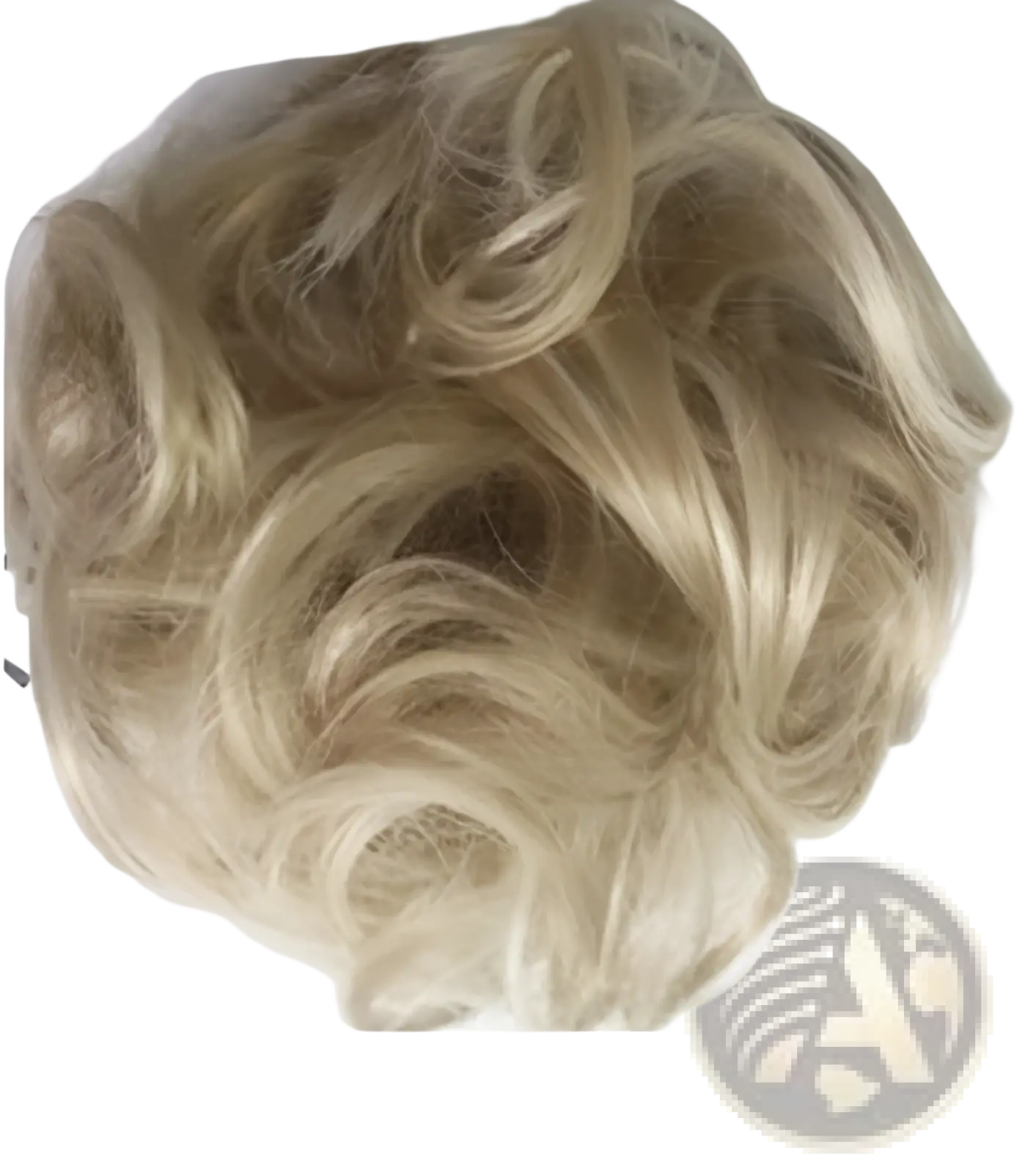 Blonde curly synthetic hair bun extension with voluminous texture from 46 colors collection for easy styling