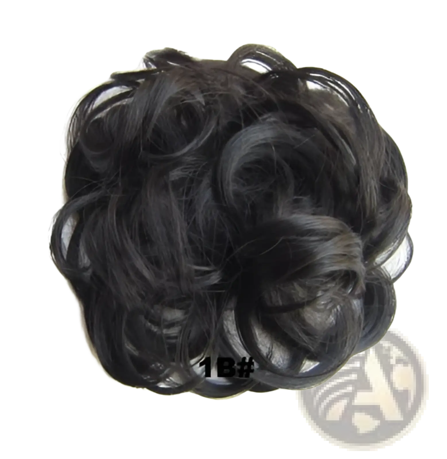 Curly synthetic hair bun extension in black with a voluminous and textured design for versatile styling