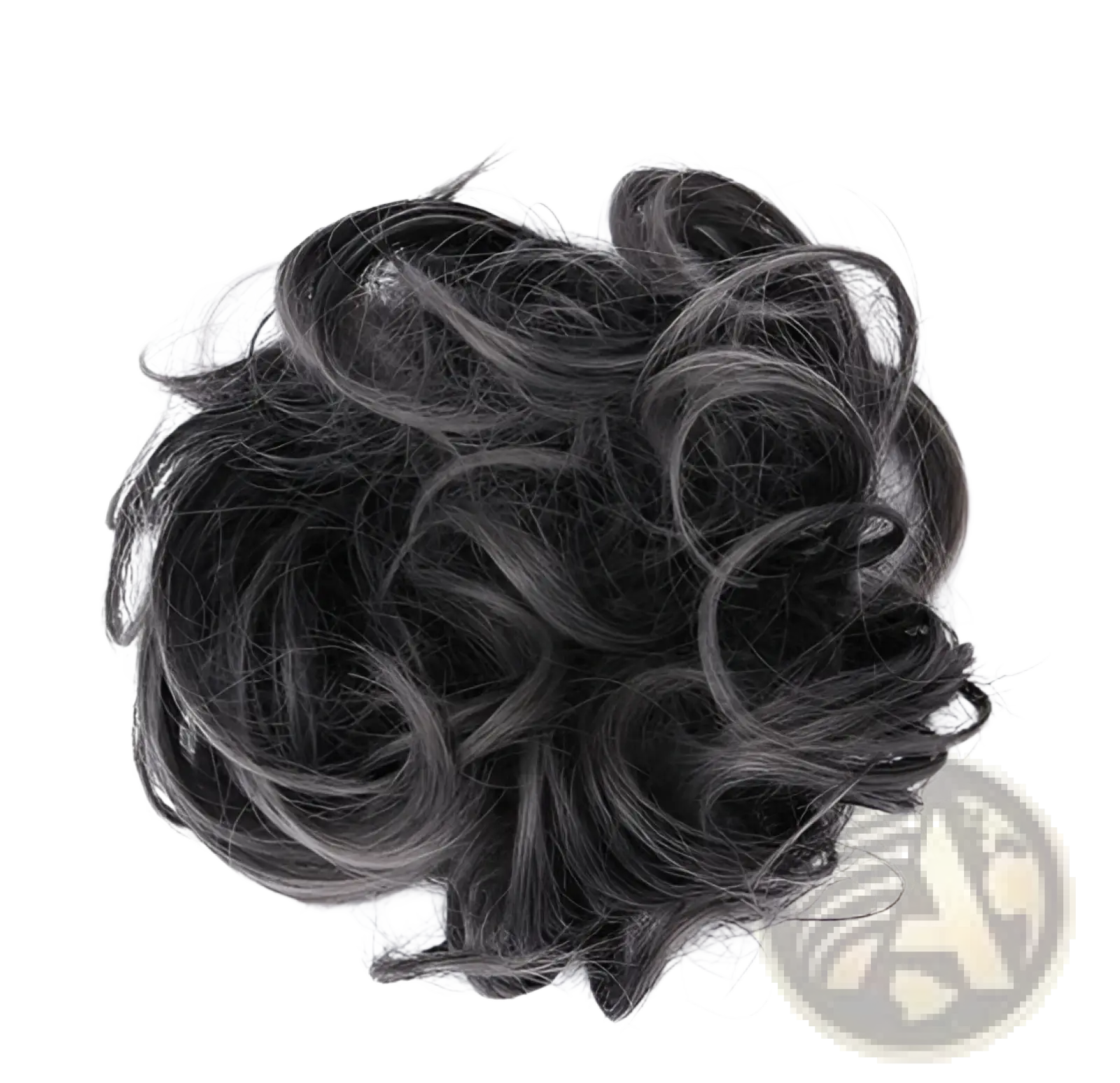 Dimgray curly synthetic hair bun extension with soft voluminous curls and natural looking texture in synthetic hair