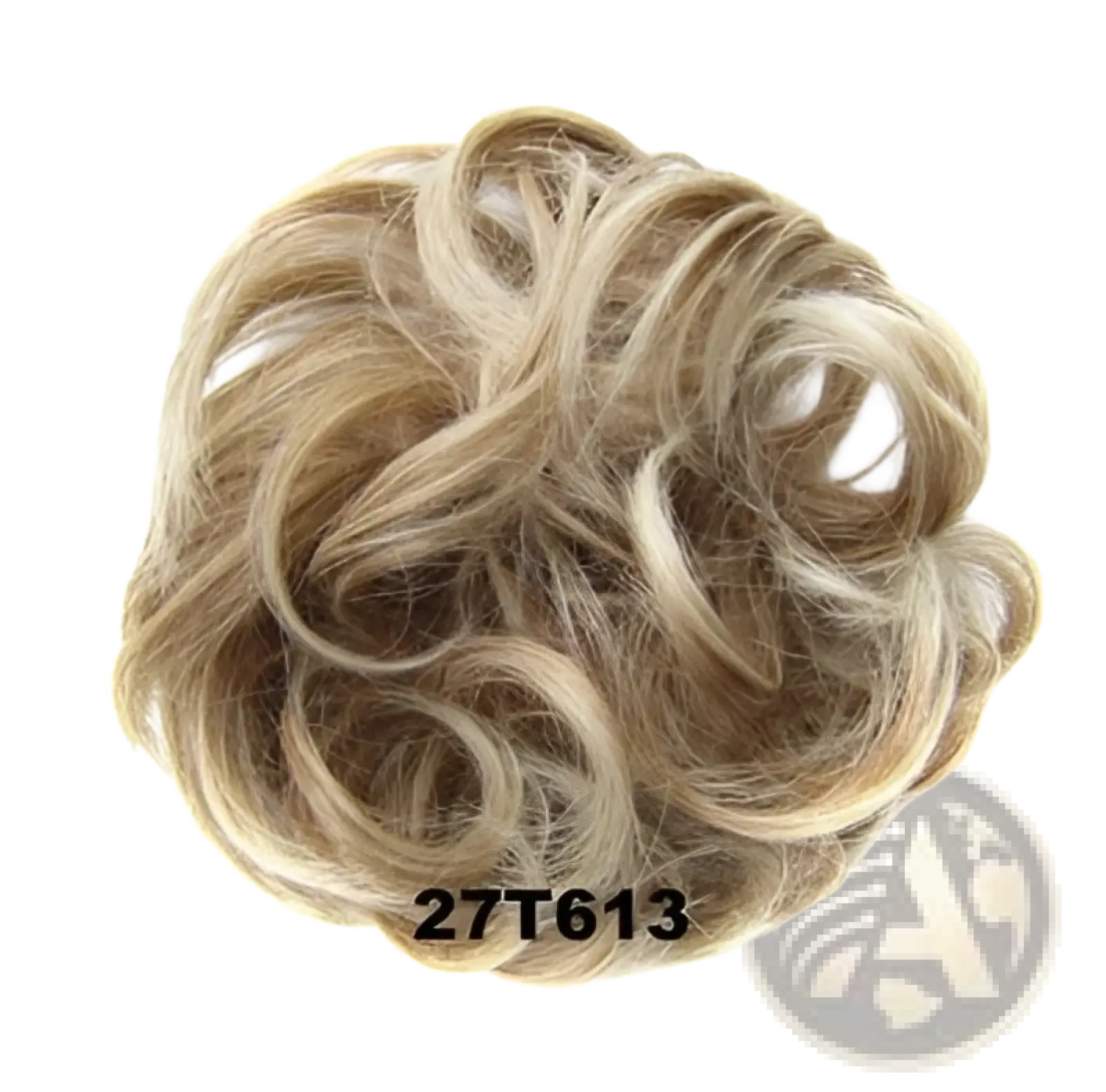 Blonde curly synthetic hair bun extension with soft voluminous texture from 46 colors collection