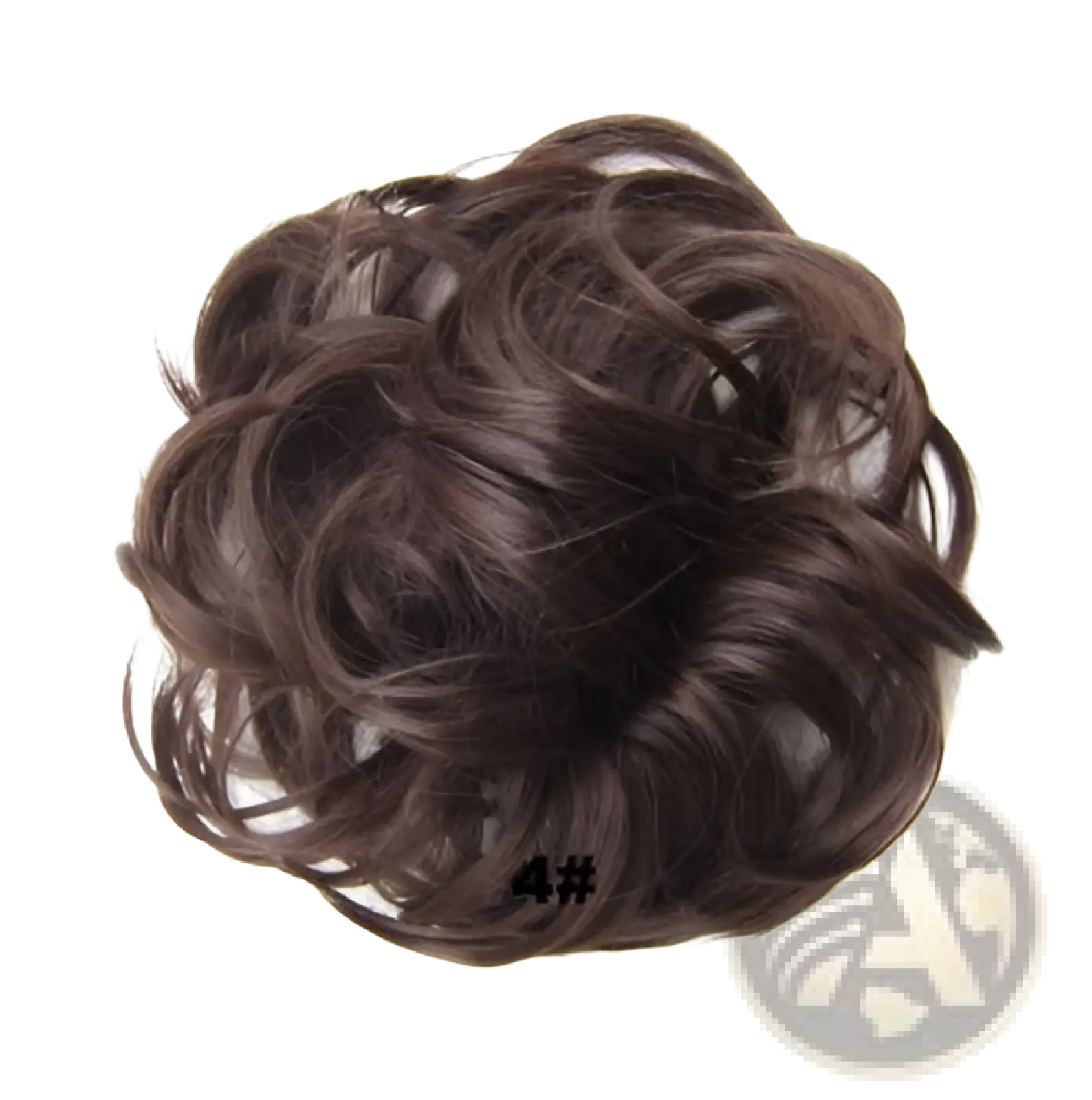 Dark brown synthetic hair bun extension with voluminous curly texture from the 46 colors collection
