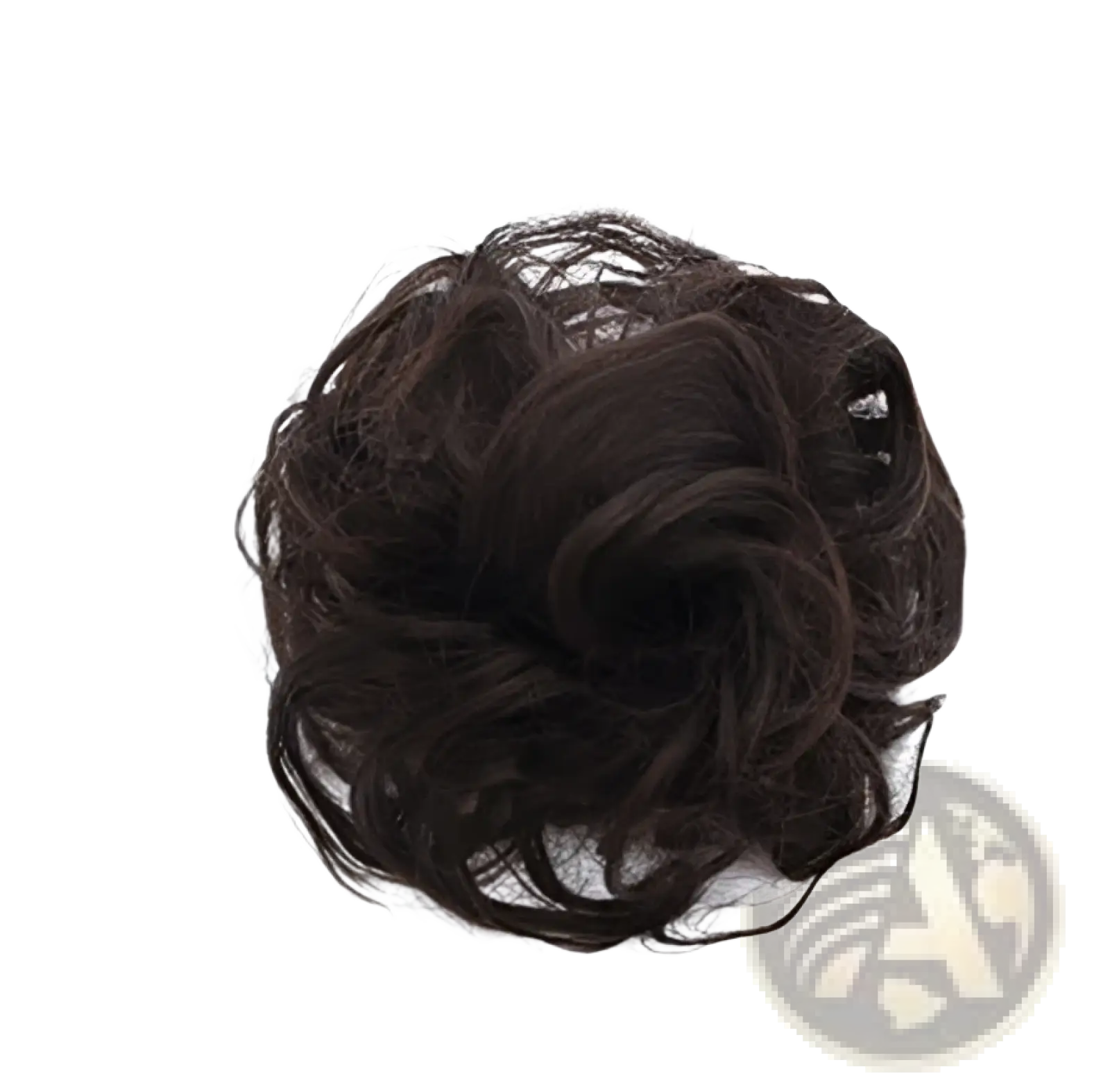 Dark brown curly synthetic hair bun extension made from high quality synthetic fiber for easy styling