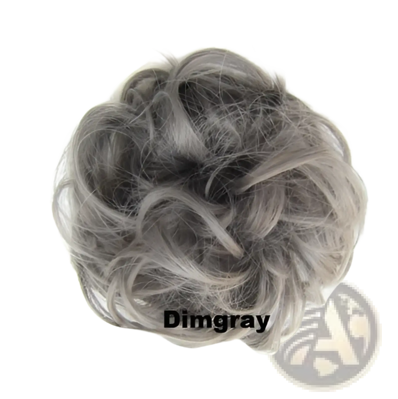 Dimgray curly synthetic hair bun extension with soft textured voluminous appearance in synthetic material