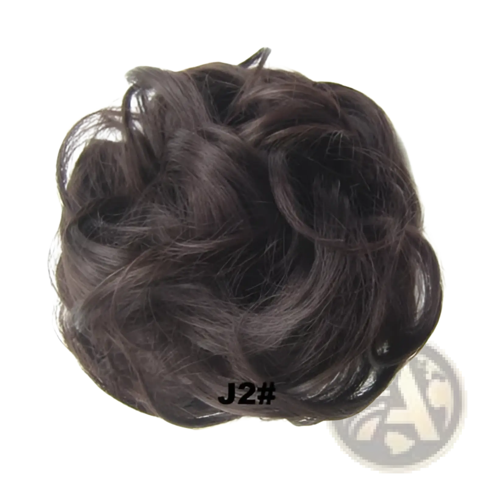 Curly synthetic hair bun extension in dark brown featuring a natural curly texture and easy-to-wear design