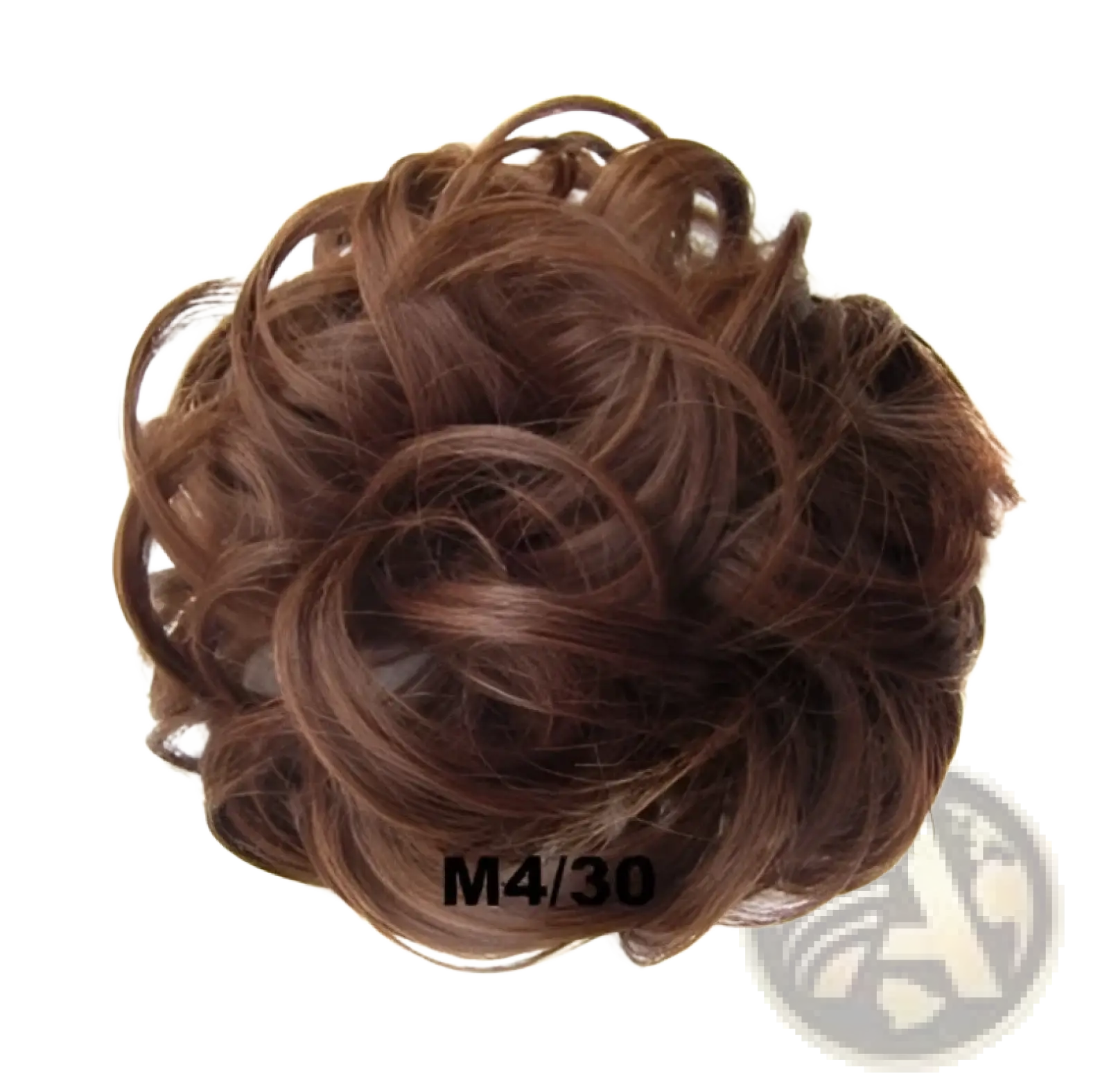 Brown curly synthetic hair bun extension with natural texture and layered design from 46 colors collection