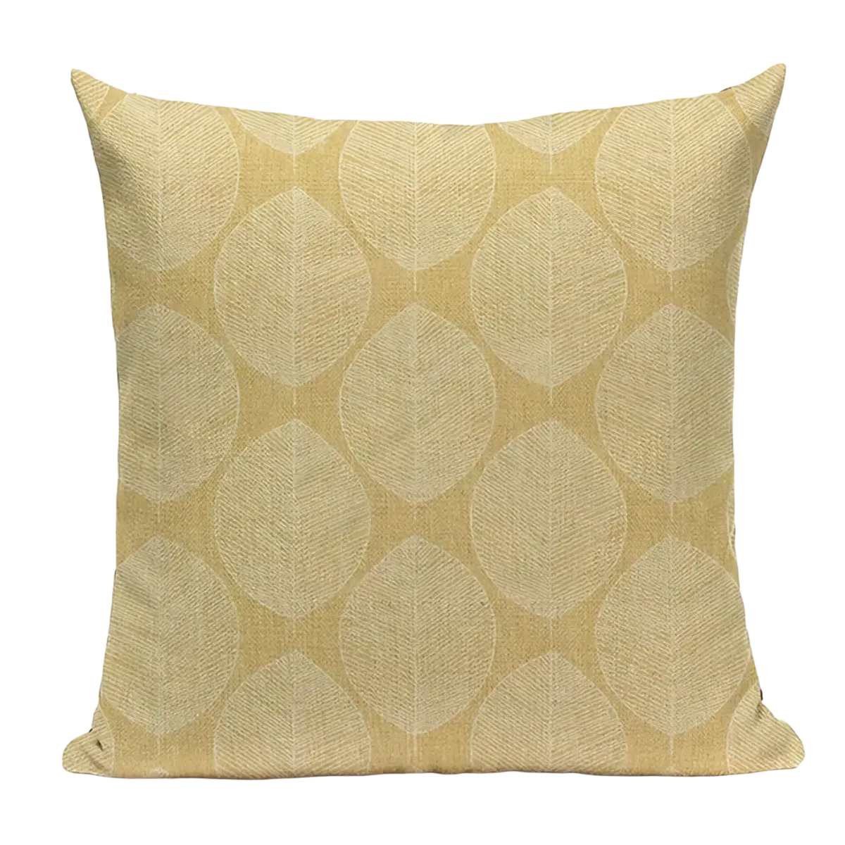 Beige cushion cover 45x45cm with subtle lighter leaf pattern in floral faux linen for sofa decor