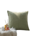 Square sage green woven textured cushion cover 45x45cm on white sofa for living room decor