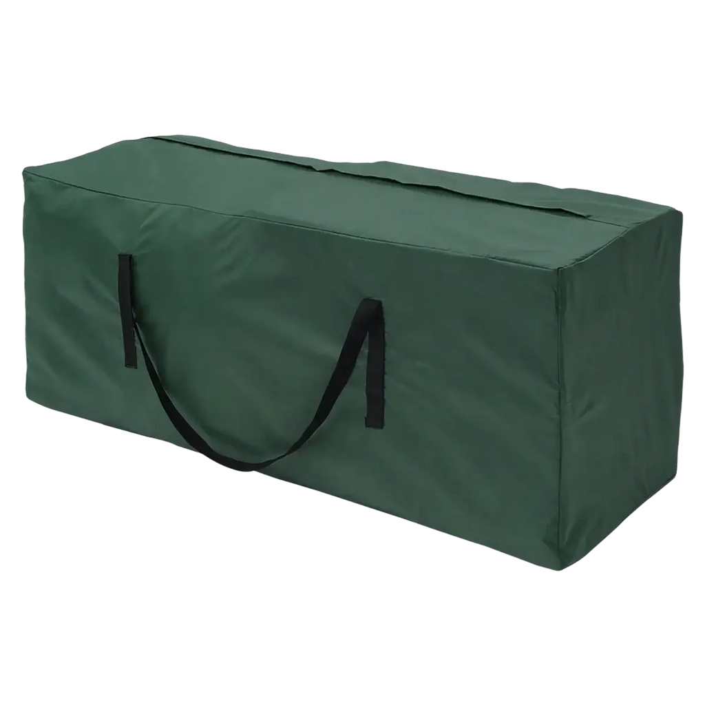 Dark green rectangular extra large furniture cushion storage bag with black handles for waterproof cushion storage