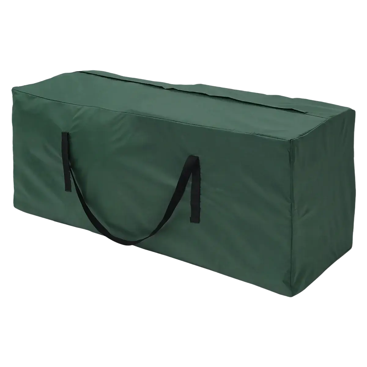 Dark green rectangular extra large furniture cushion storage bag with black handles for waterproof cushion storage