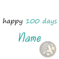 Custom baby shower balloon sticker with happy 100 days and name in teal cursive script on white background for 36 inch bobo balloons