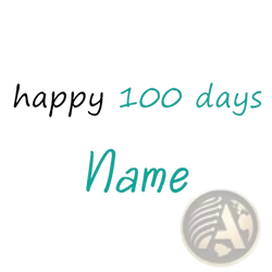 Custom baby shower balloon sticker with happy 100 days and name in teal cursive script on white background for 36 inch bobo balloons