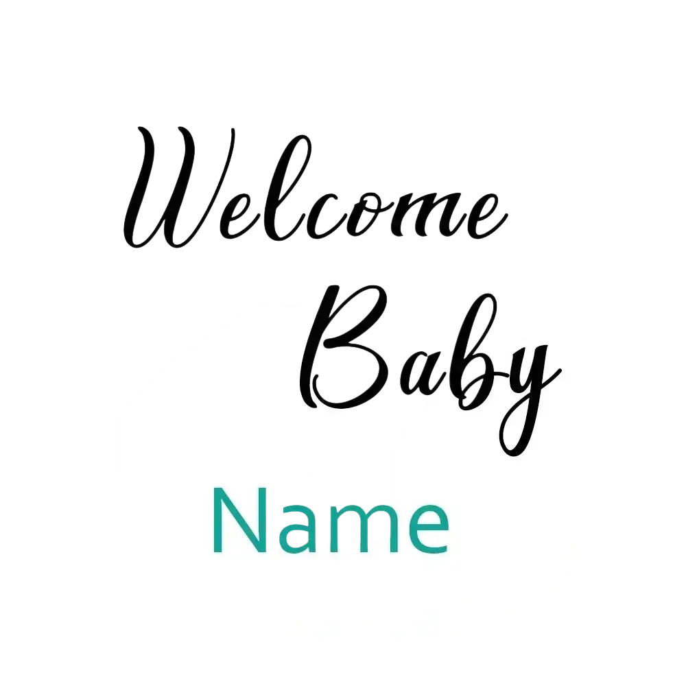 Custom baby shower balloon sticker for 36 inch bobo balloons with elegant black cursive script and teal name placeholder
