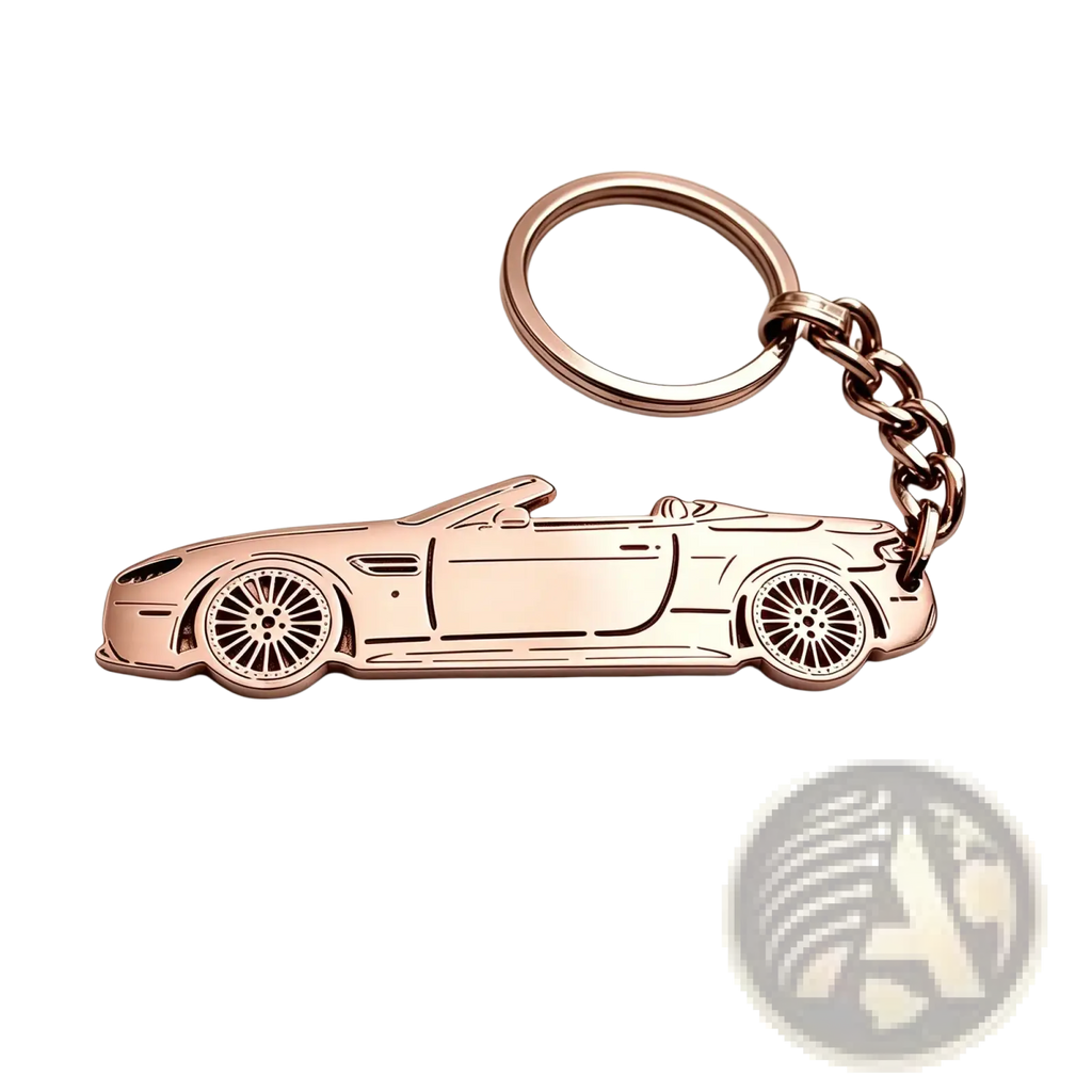 Rose gold metallic convertible sports car keychain custom car model personalized vehicle key pendant