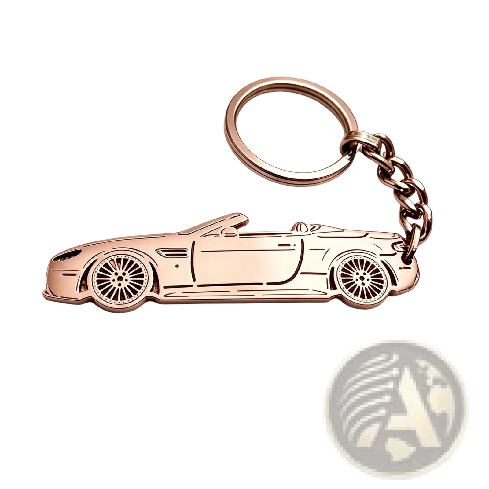 Rose gold metallic convertible sports car keychain custom car model personalized vehicle key pendant
