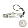 Silver metallic custom car model keychain shaped like a convertible sports car with detailed wheels and body lines