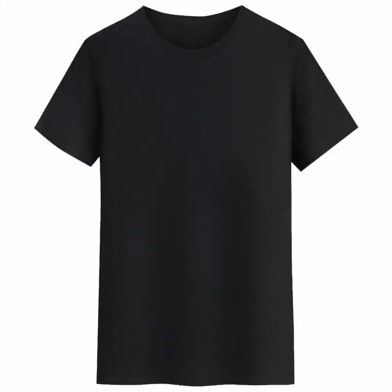 Black short-sleeved cotton t shirt men customized with smooth fabric and a size chart for personalized design