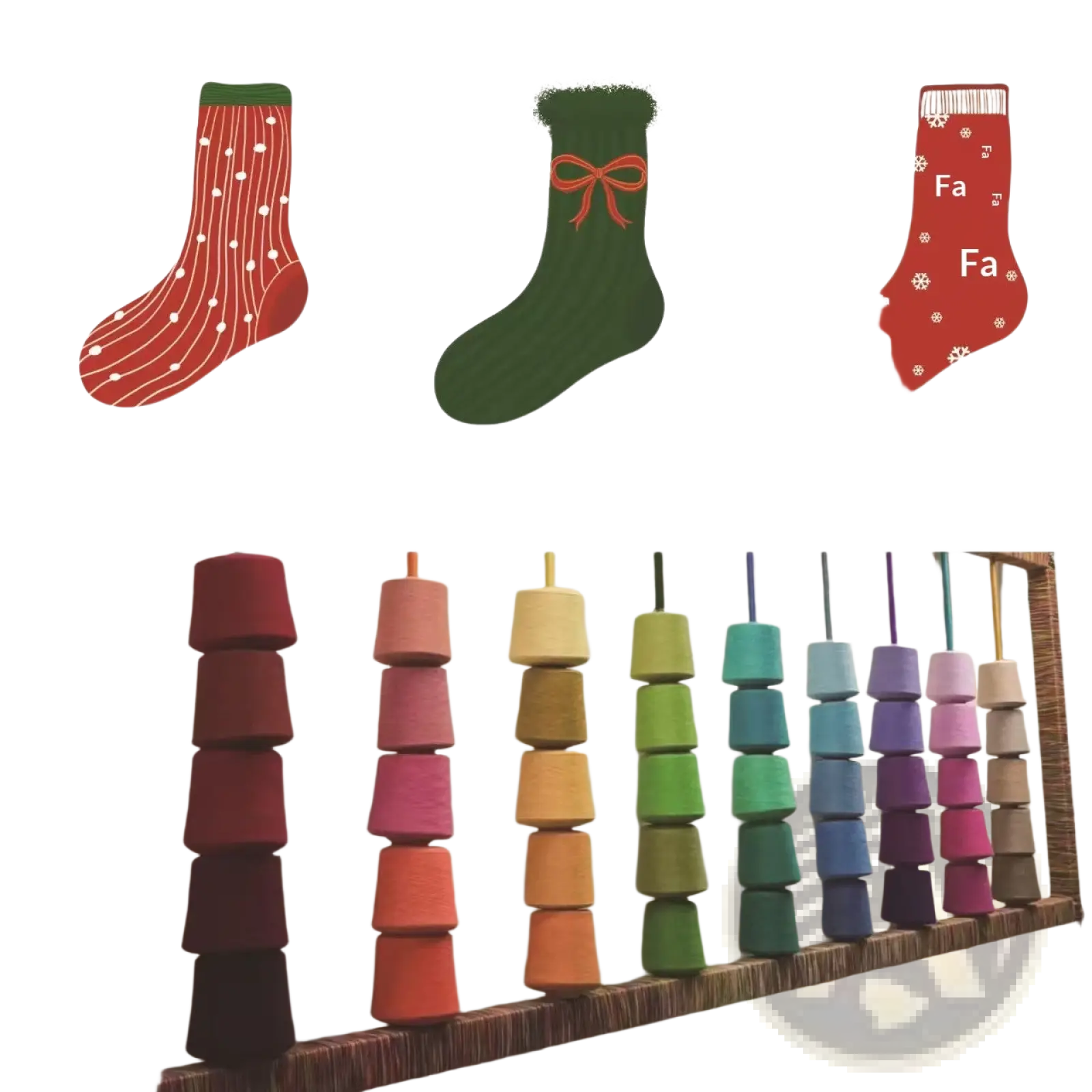 Custom crew socks unisex cotton mid calf socks featuring red and green patterned festive designs