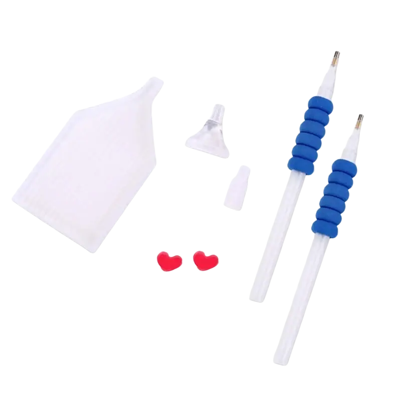 Blue-handled diamond embroidery pens with white barrels and gold tips for square round custom photo painting with fast delivery