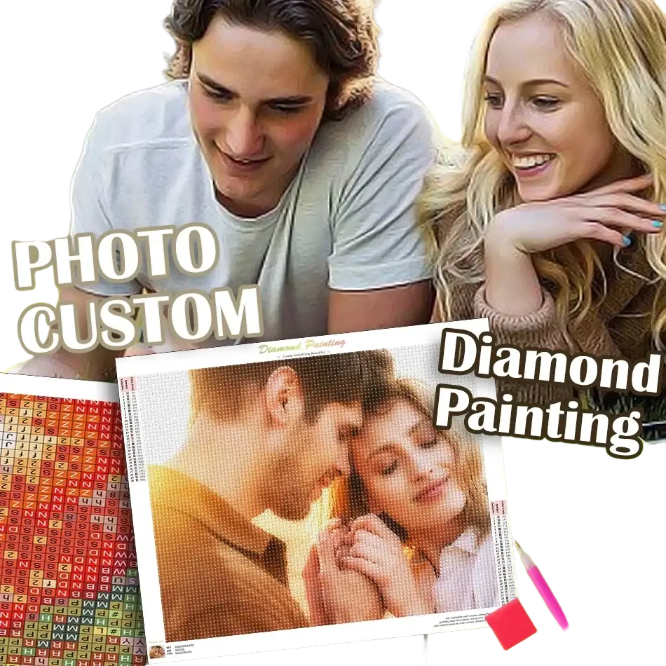 Custom diamond embroidery square round photo painting kit with warm tones and colorful beads for fast delivery customization