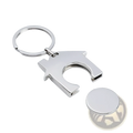 Custom engraved metal keychain silver metallic house-shaped with a circular disc for personalized use