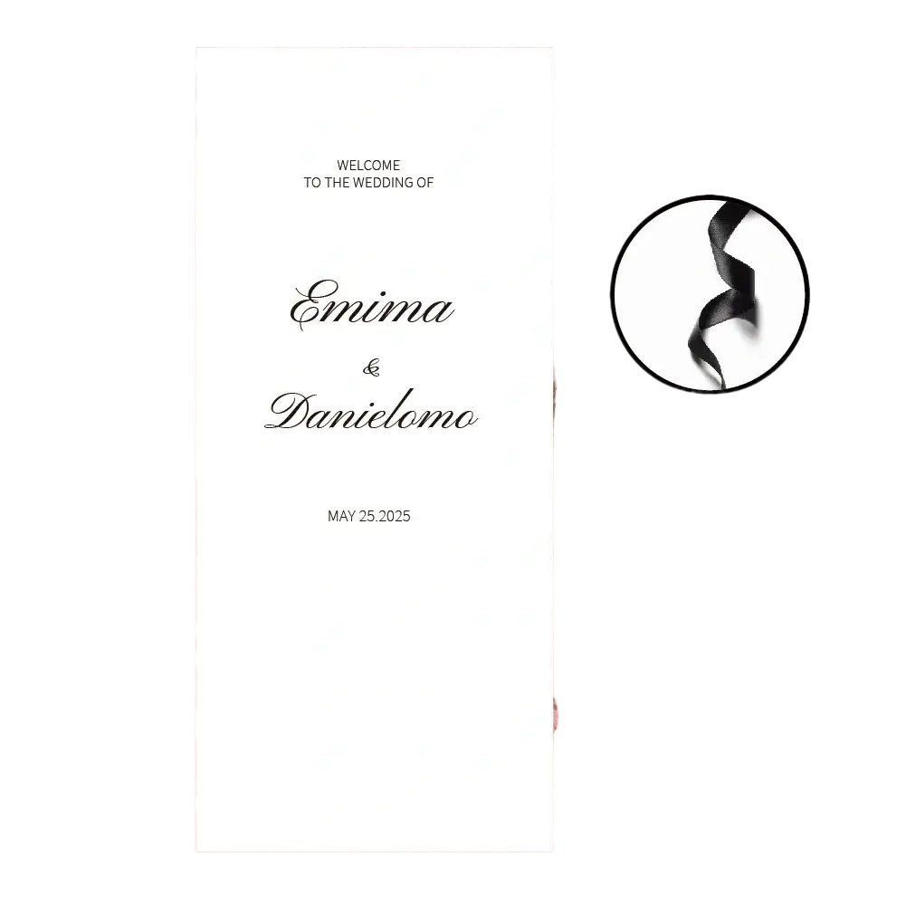 Black ribbon made of fabric used for custom fabric wedding welcome sign gift wrapping