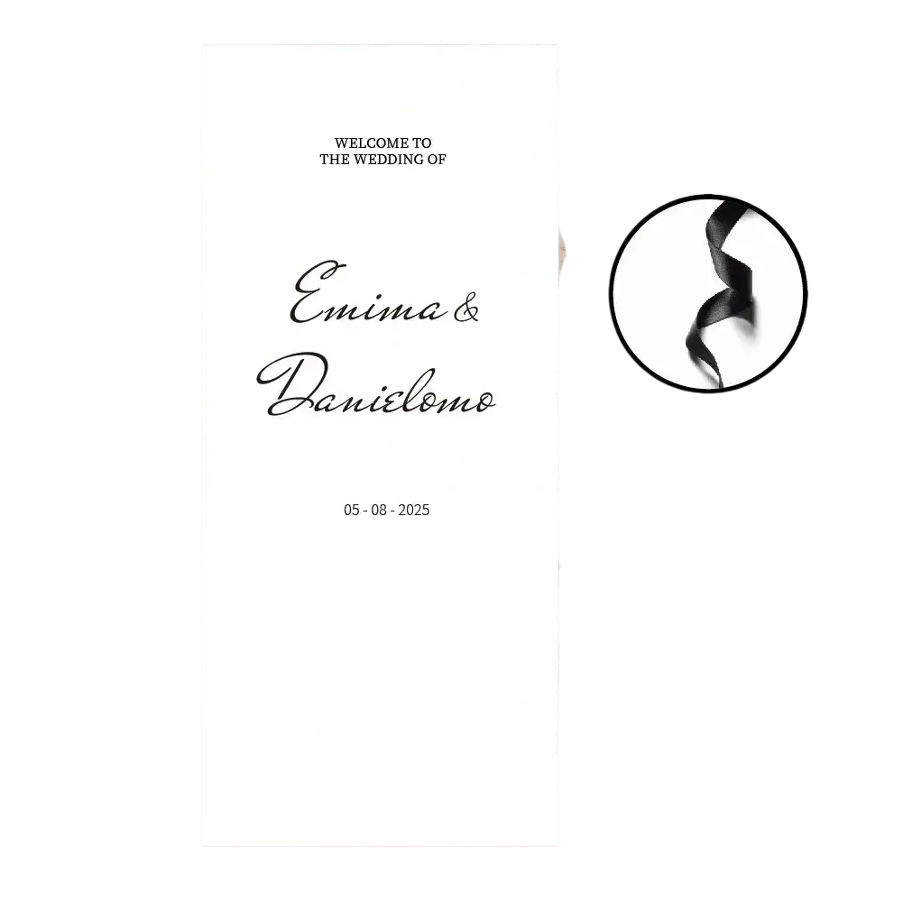 Black satin ribbon made of fabric for wedding gift wrapping in custom fabric wedding welcome sign product