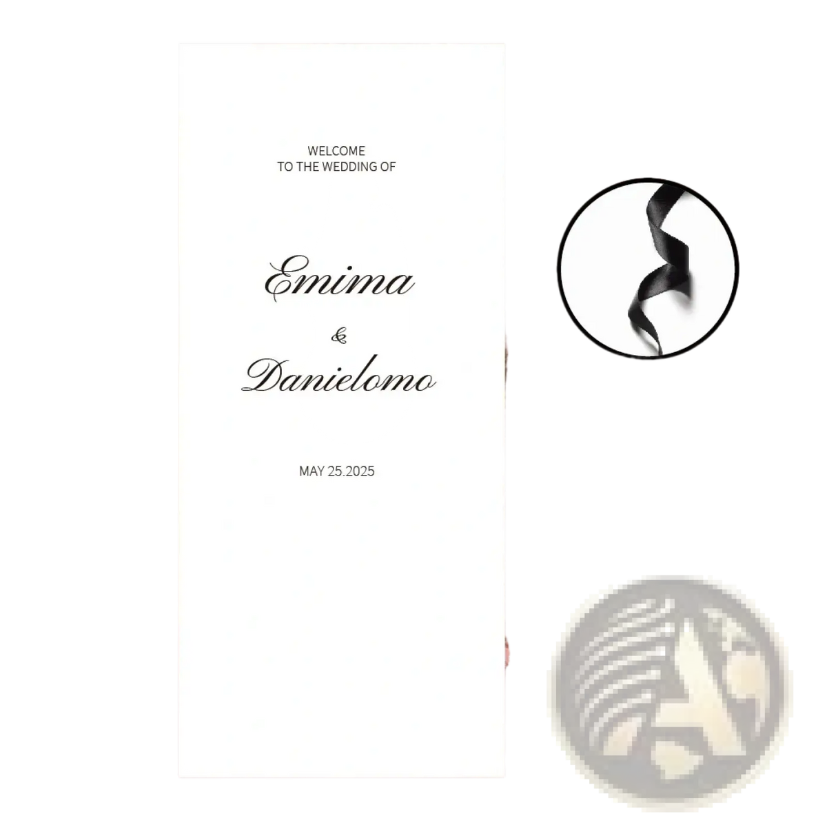 Black ribbon made of fabric used for custom fabric wedding welcome sign gift wrapping