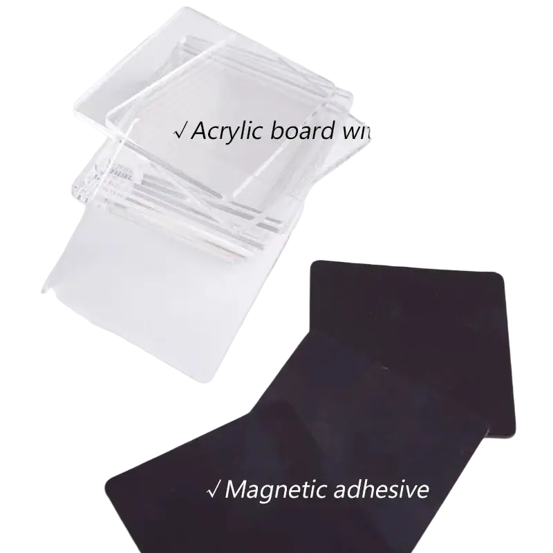 Custom fridge magnets diy acrylic craft kit with clear acrylic boards adhesive and black magnetic adhesive sheets