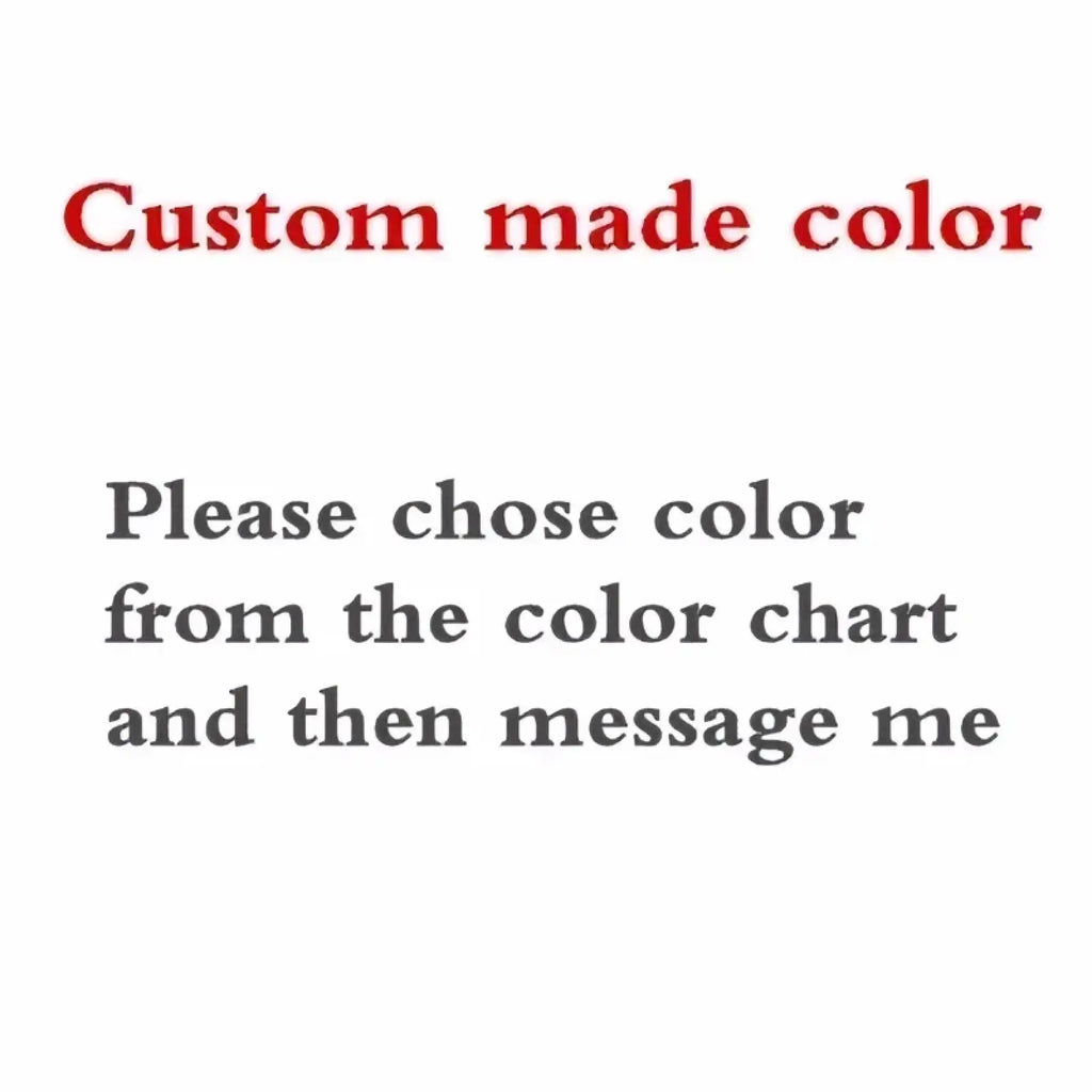 Custom long sleeve lace ball gown wedding dress color selection prompt text in red and gray font on white background
