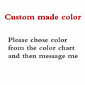 Custom long sleeve lace ball gown wedding dress color selection prompt text in red and gray font on white background