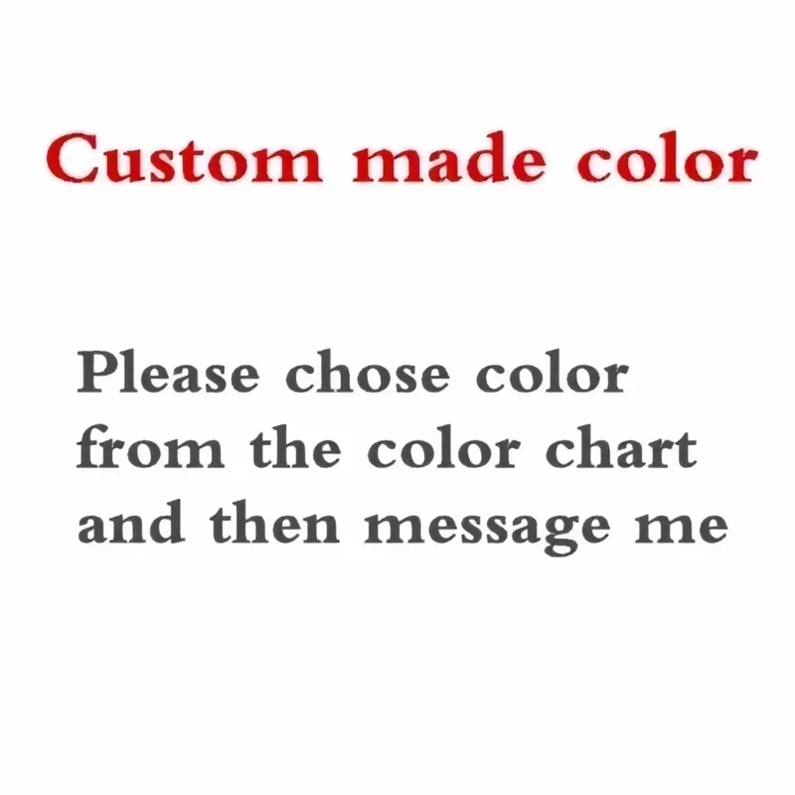 Custom long sleeve lace ball gown wedding dress color selection prompt text in red and gray font on white background