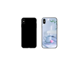 Custom photo iphone case featuring a black tpu back with a light blue teacup and pink pastry printed design