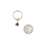 Silver heart-shaped keychain with black spherical pendant for custom photo projection personalized memorial gift