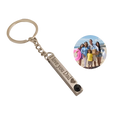 Silver metal custom photo projection keychain engraved with i love you dad and heart symbol with black detail