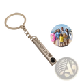 Silver metal custom photo projection keychain engraved with i love you dad and heart symbol with black detail