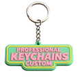 Custom pvc keychain personalized rubber logo key ring in vibrant green and yellow with pink professional keychains custom lettering