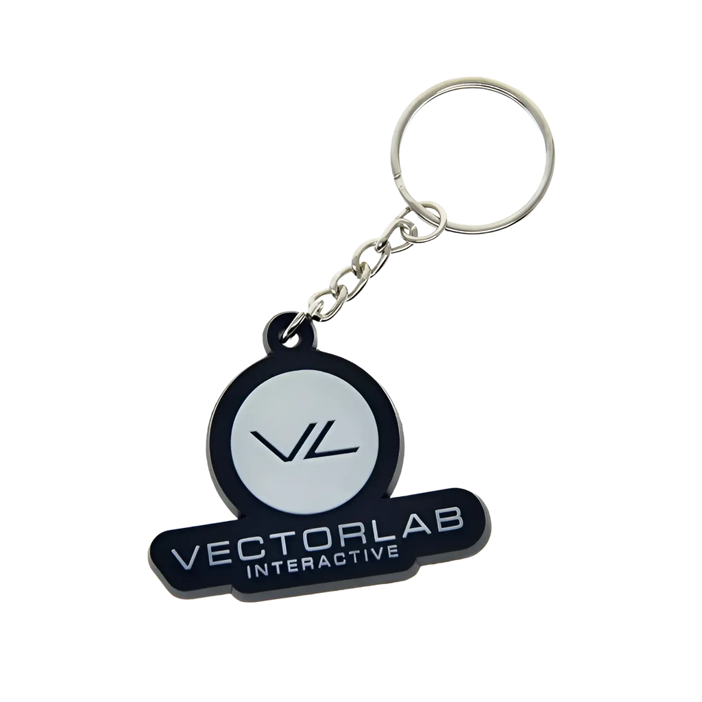 Black and white custom soft pvc keychain featuring vectorlab interactive logo personalized rubber key ring