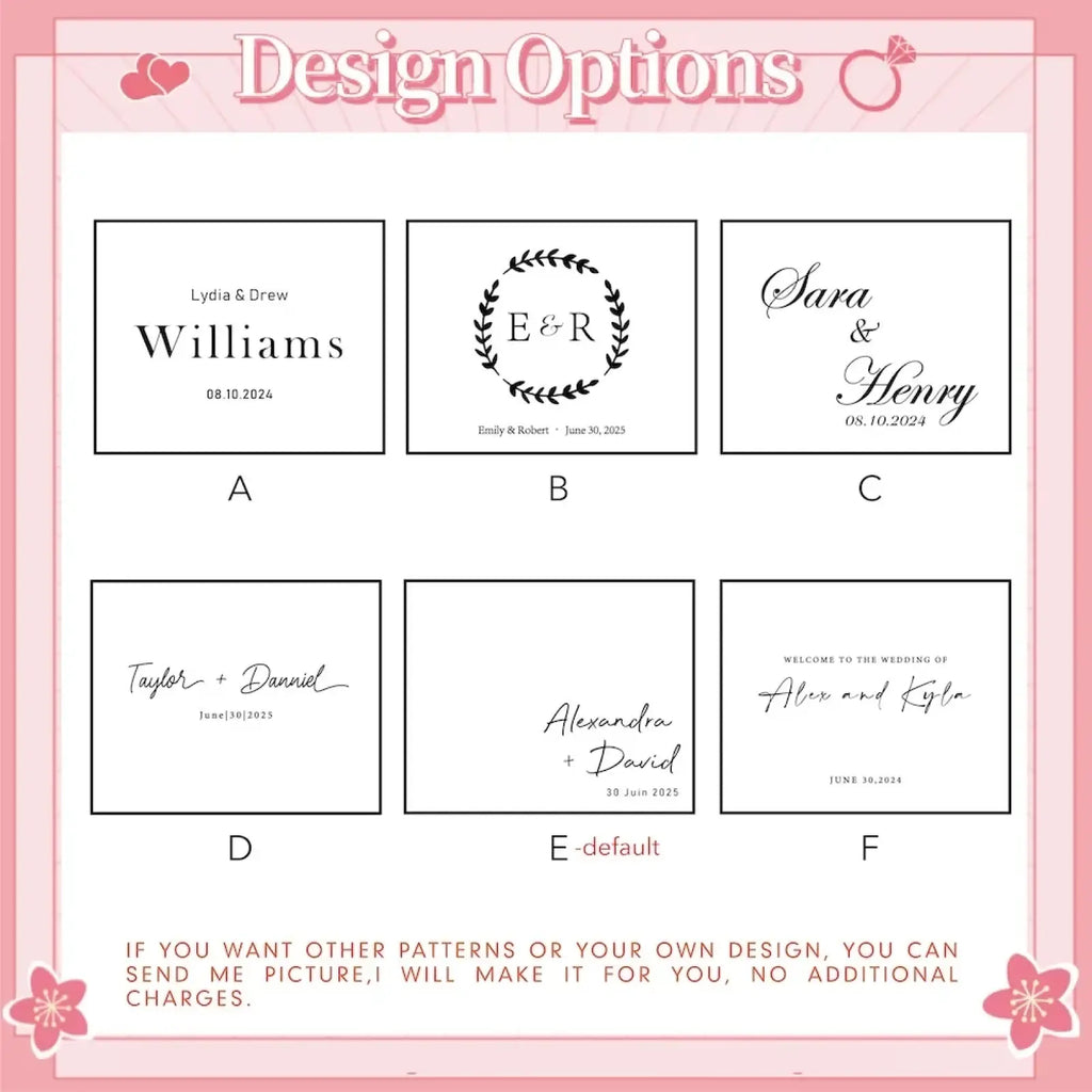 Custom wedding guest book personalized hardcover keepsake with elegant black script monogrammed layouts on white background