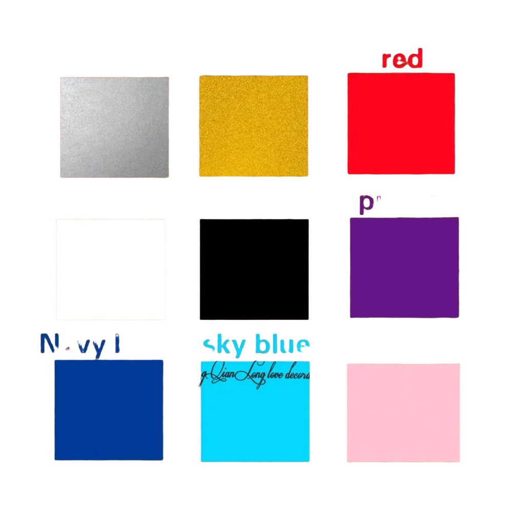 Custom wooden baby name sign color swatches in silver gold red white black purple navy blue sky blue and pink for nursery decor