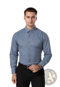 A sleek light blue custom workwear shirt with classic collar and button-down front for business uniform apparel