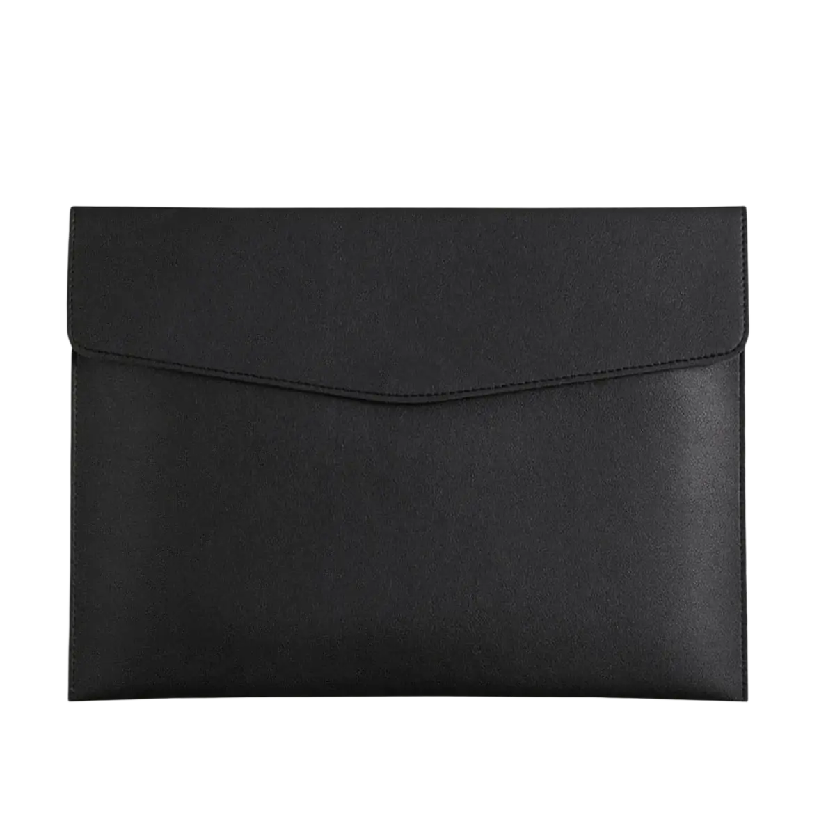 Black customized a4 leather file bag with sleek minimalist design and subtle stitching for business office use