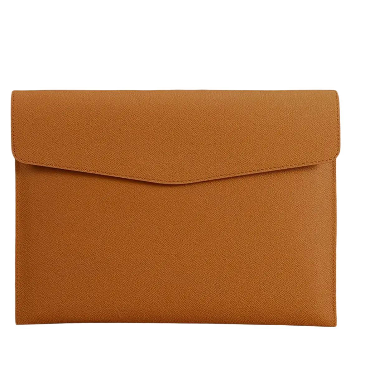 Customized A4 leather file business office sleeve in tan with subtle textured finish and precise stitching