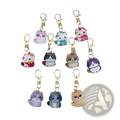 A collection of colorful cartoon alloy cat keychains with gold-toned metal clasps for adorable charm accessories